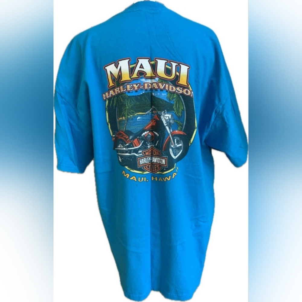 2002 Vintage Harley-Davidson Blue Maui, Hawaii, T-Shirt Size XL - Picture 2 of 7